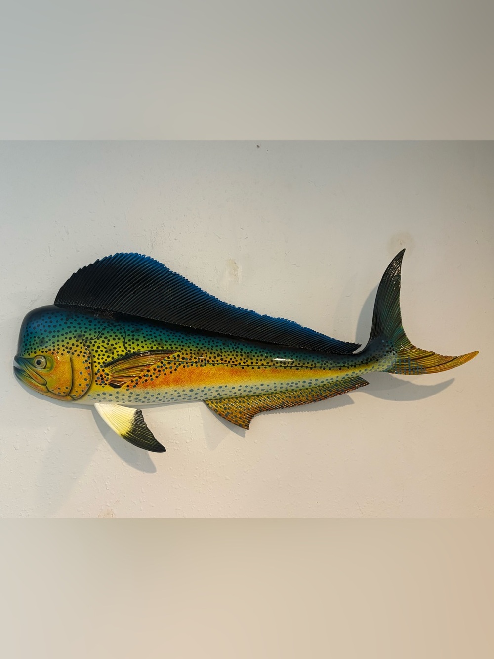 Mahi Mahi, 28” Wall Decor. Hand painted. Nautical Beach Decor. Fishing Decor.